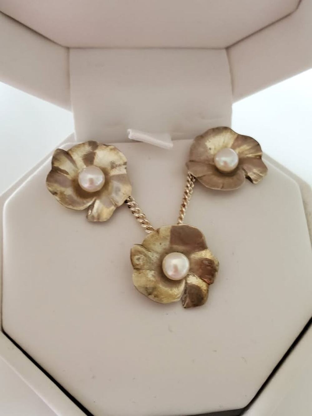Vintage Sterling Silver Cultured Pearl Necklace and Earrings